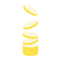 Banana slices isolated on a white background. Banana icon vector.