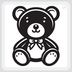 Cute Black and White Teddy Bear Vector Illustration