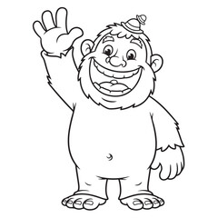 Happy Yeti Coloring Page Friendly Bigfoot Illustration