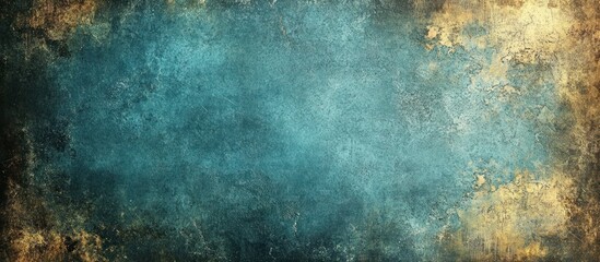 Teal and gold grunge texture, abstract background