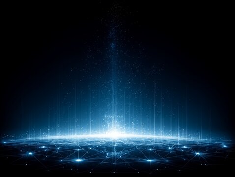 illustration of brilliant landscape of earth's horizon seen from space