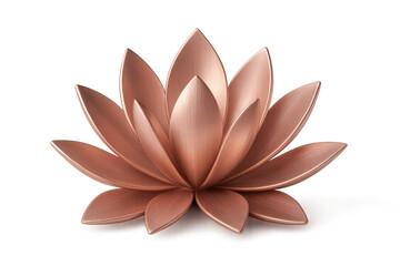 Rose gold lotus blossom, symbolizing spiritual awakening, purity, emerging from tranquil waters against transparent backdrop