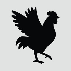 Silhouette rooster black silhouette farm animal isolated vector illustration