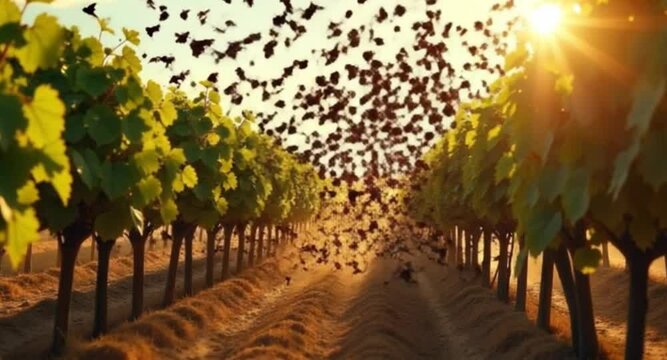 Intense 4K video of locusts swarming over open farmland Ultra HD wildlife footage with dramatic natural ambient sounds


