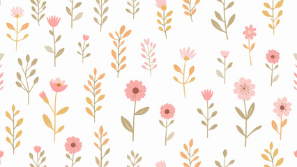Floral seamless pattern wild herbs and flowers. Abstract flowers print.Seamless floral pattern