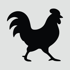 Silhouette rooster farm bird poultry animal outline design vector illustration