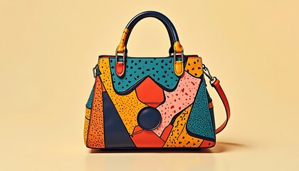 Stylish Handbag with Geometric Design and Vibrant Colors