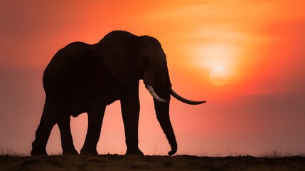 Fototapeta premium African elephant silhouette at sunset wildlife photography safari adventure travel image stock photo