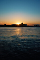 Sunset Silhouette of Alexander Nevsky Cathedral in Nizhny Novgorod