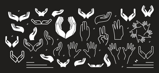 Hand vector silhouette, detailed hand gestures, positions, signs. Ideal arm, hands for illustrations, logos, icons. High quality graphics showcasing human interaction, expression