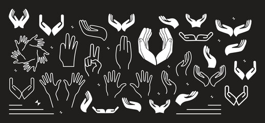 Hand vector silhouette, detailed hand gestures, positions, signs. Ideal arm, hands for illustrations, logos, icons. High quality graphics showcasing human interaction, expression