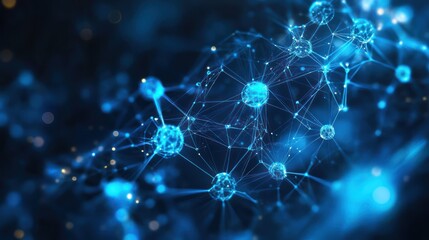 Global network connection, digital nodes, glowing background, data visualization, tech presentation
