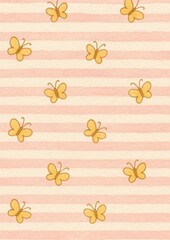 Whimsical butterflies on pastel stripes.