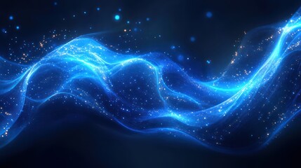 Glowing blue energy wave abstract background, digital art