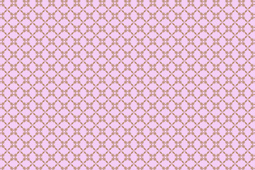 Elegant repeating pattern of brown ornate shapes on a soft pink background