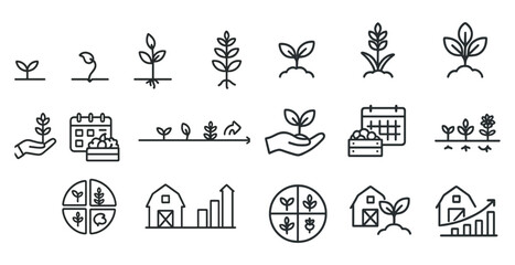 Series of images of plants and houses, with one image showing a person holding a plant. The images are arranged in a grid, with some images showing the growth of a plant and others showing a house
