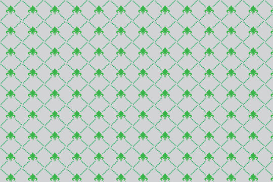  Elegant green fleur de lis pattern on a subtle gray background