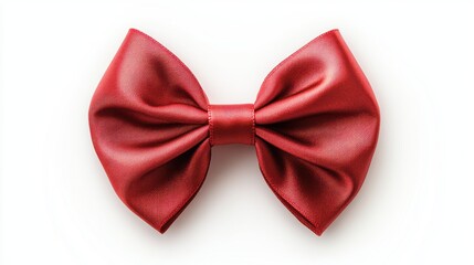 Red satin bow isolated on white background, gift wrapping, decoration