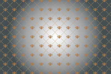  Elegant gold fleur de lis pattern on a gradient gray background © Ainul