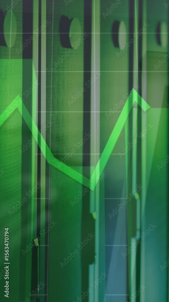 Poster animation of multiple graphs against server rack in server room