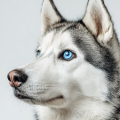 Husky with Blue Eyes Close-up Dog Portrait High Resolution