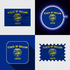 Obraz premium Creative the Oregon Flag Icon Set Collection.
