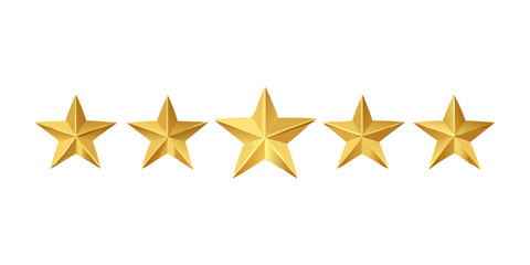 Five star rating review system customer satisfaction gold stars excellent rank