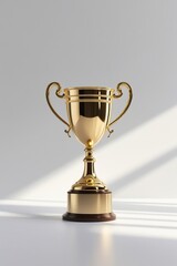 Fototapeta premium Gold trophy with wooden base on white background on a white or clear surface png transparent background
