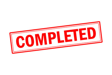 COMPLETED - Red Rubber Stamp With text message COMPLETED 
