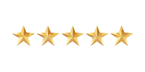 Five golden stars rating review system performance feedback best quality award