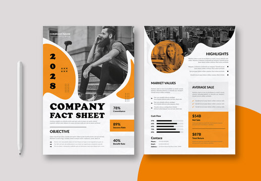 Company Fact Sheet Tempate Layout