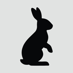 Silhouette upright rabbit pet animal wildlife black vector illustration