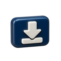 3D Glossy Download Button Icon with Downward Arrow
