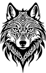 wolf head tribal vector silhouette sticker tattoo 