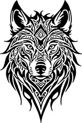 Fototapeta premium wolf head tribal vector silhouette sticker tattoo 