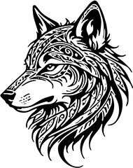Obraz premium wolf head tribal vector silhouette sticker tattoo 