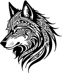 wolf head tribal vector silhouette sticker tattoo 