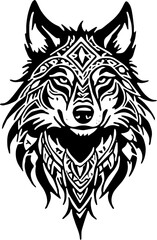 Fototapeta premium wolf head tribal vector silhouette sticker tattoo 