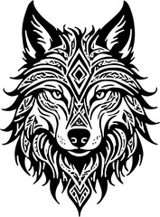 Fototapeta premium wolf head tribal vector silhouette sticker tattoo 