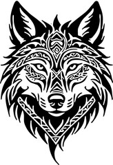 Obraz premium wolf head tribal vector silhouette sticker tattoo 