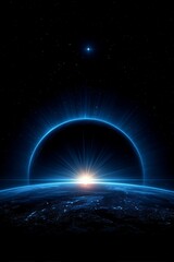 illustration of brilliant landscape of earth's horizon seen from space