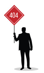 Silhouette Showing a Page Not Find Error Sign Isolated. Web browsing and broken or missing webpage vector art