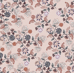 All Over Botanical Pattern with Soft Color Harmony
