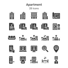 25 icons collection about apartment