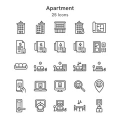 25 icons collection about apartment