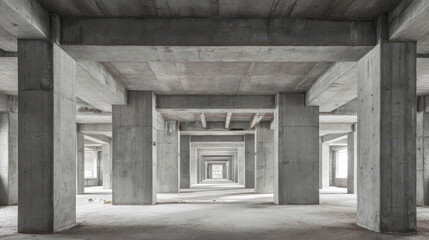 Raw concrete building interior under construction