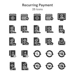 25 icons collection about recurring payment