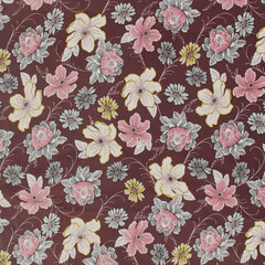 All Over Botanical Pattern with Soft Color Harmony