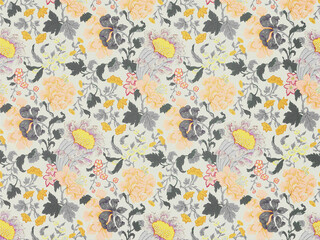 All Over Botanical Pattern with Soft Color Harmony