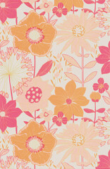 All Over Botanical Pattern with Soft Color Harmony